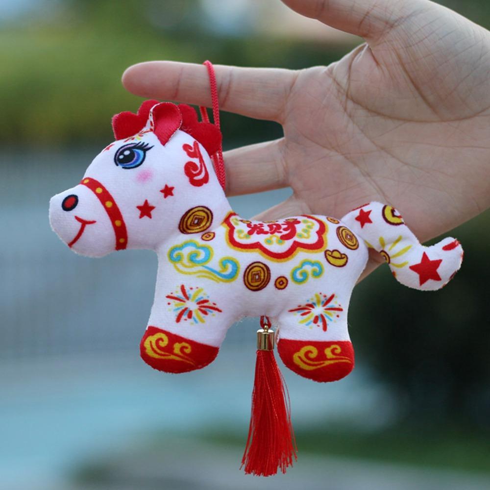 Cute Stuffed Animal Keyring Mascot Dolls Cartoon Steed Doll Zodiac Pony Figurine  Year of Horse