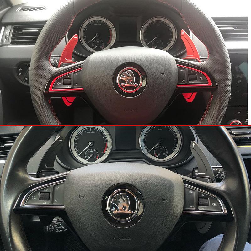 Car Paddle For Skoda Octavia VRS MK3 Fabia RS Superb Scout 2013- Steering Wheel Extender Shifters Gear Paddles DSG Stickers