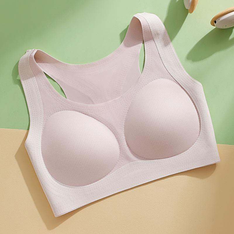 

Thin developmental junior high school bra cover breathable without steel ring soft support sports vest M (fits 40-47.5kg ) розовый