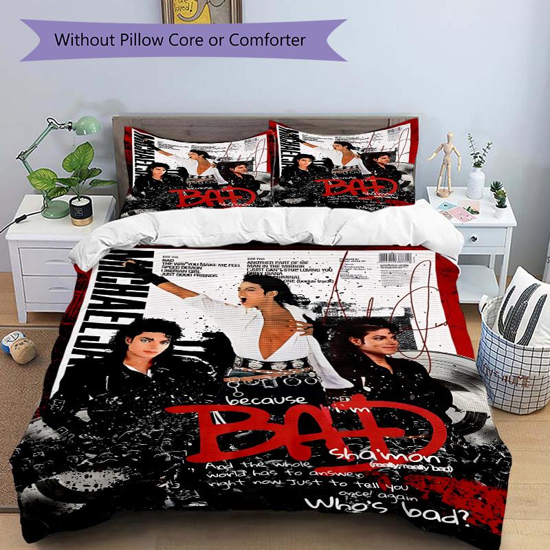 Michael Jackson Bad Album Print 3Pcs Bedding Setduvet Cover With 2 Bedropillowcase Home Birthday Gift
