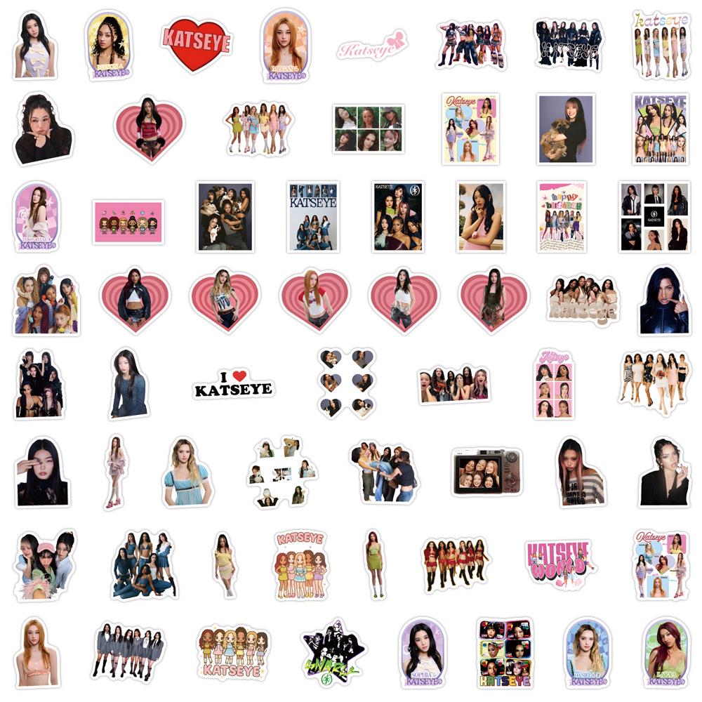 60PCS KATSEYE Girl Group Waterproof Stickers for Stationery, Planners, Water Bottles, and Computers