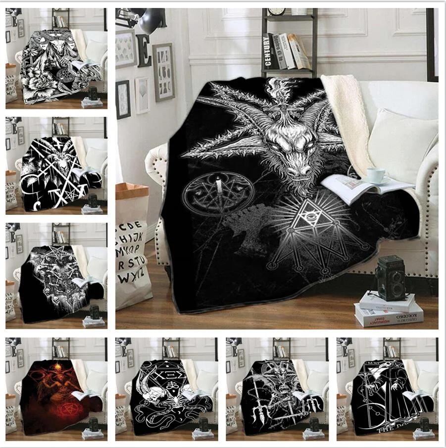 Stampa 3D Teschio Plaid Satanico Copriletto Tessili per la Casa Divano Stampa Coperta Pile Inverno Caldo Coperta Flanella Regalo di Compleanno