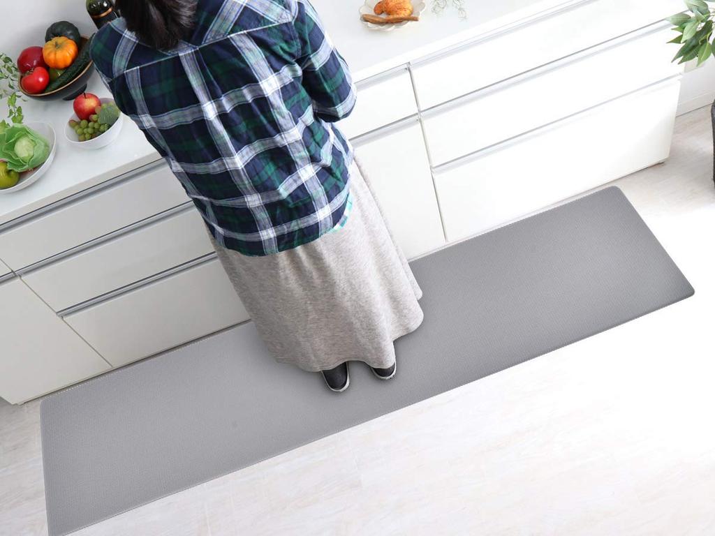 Baibu Home Wipeable Kitchen 8mm Size Memory No Washing Simply Wipe Mat, Thick, Comfortable, Soft, Gray, 120, Water-Repellent, Stain-Resistant, Foam,