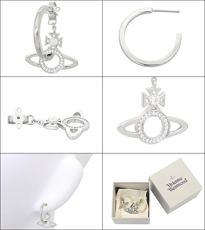 Vivienne Westwood Miranda Orb Hoop Earrings In Silver with White for Men and Clear, 62010105, Women.