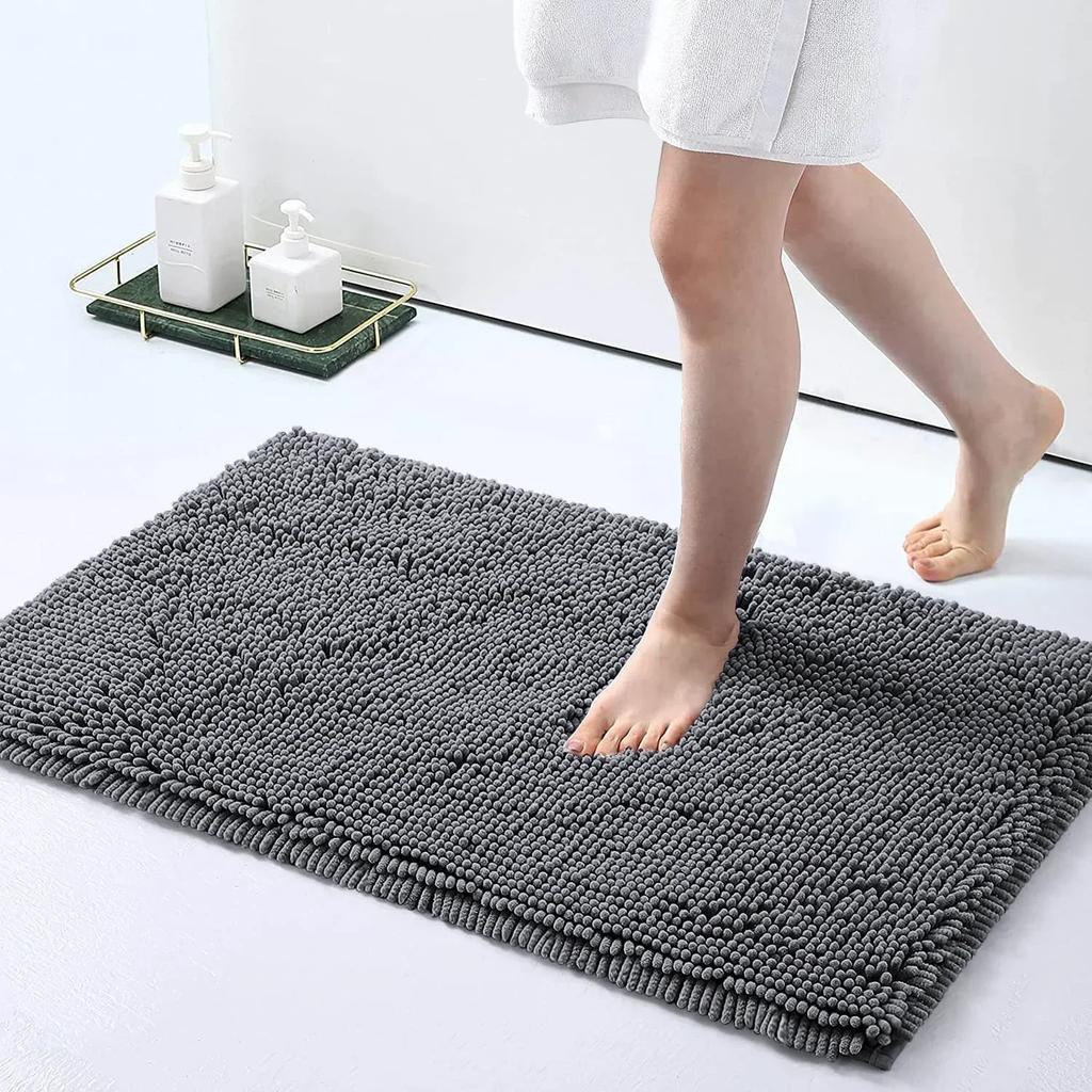 1 Stück 40*60cm Kamelfarben Weicher und Saugfähiger Chenille Badteppich Rutschfest Schnelltrocknend Duschteppich für Zuhause Badezimmerteppich Badematten