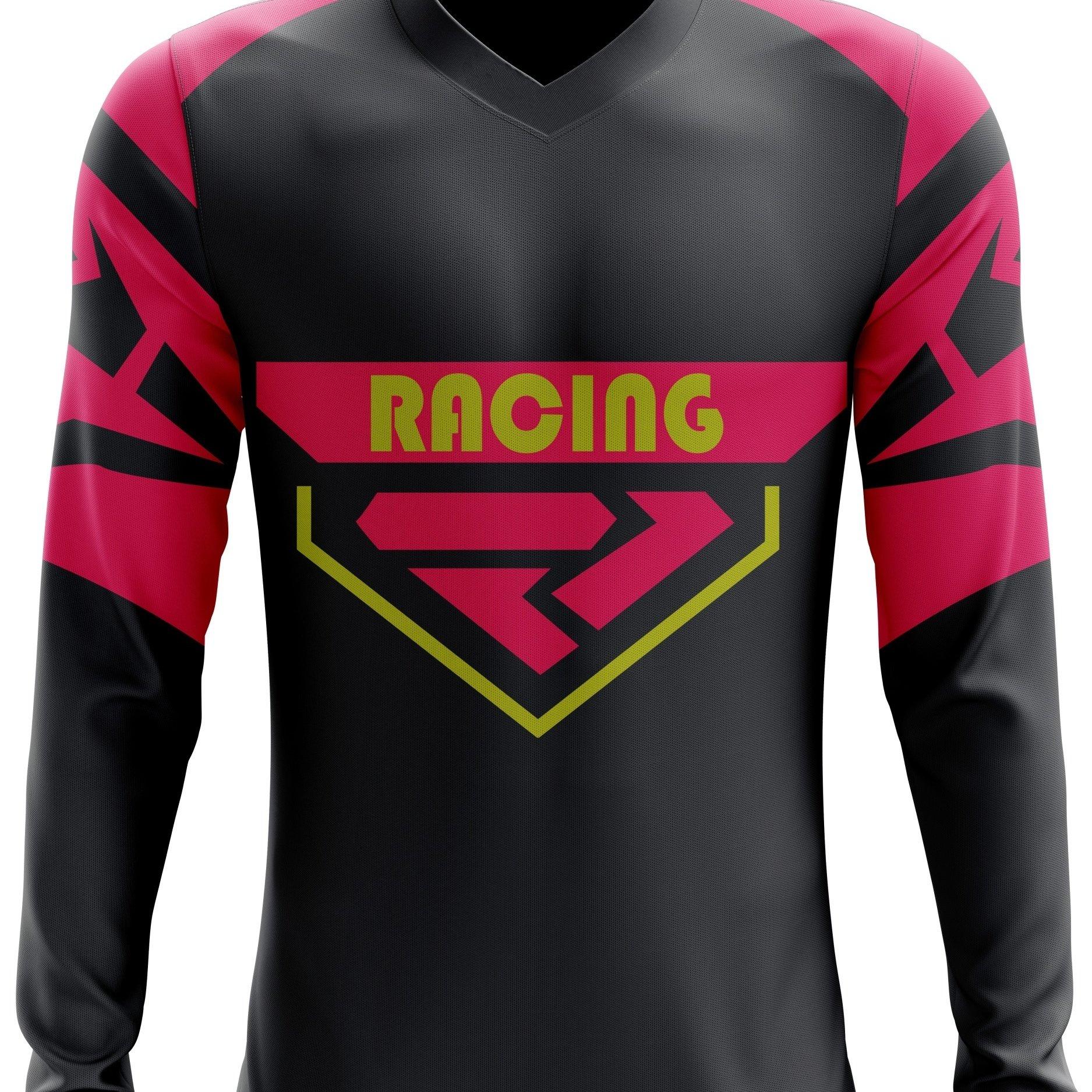 

Длинный рукав V-образный вырез MOTO Print Racing Jersey - дышащий, удобный, влагоотводящий полиэстеровый спортивный топ для мужчин Рыбалка Велоспорт 6XL