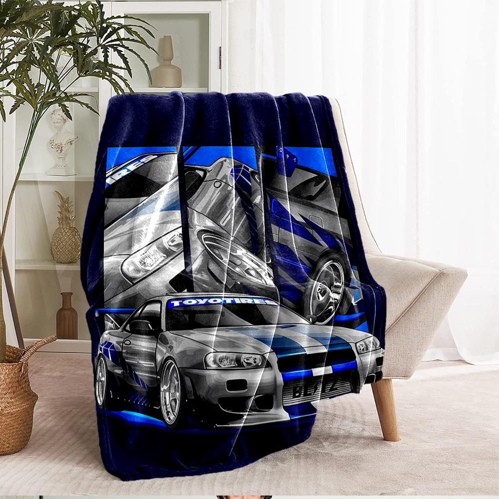 Fast & Furious Theme Printed Blanket - Perfect for Couch, Bed, Travel & Outdoor Use | Machine Washable, Cozy & Durable.