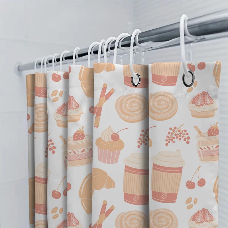 Pink Cupcake Candy Shower Curtain 3D Printed Waterproof Home Decor For Bathroom Decorations Kids Room Decoration Set (160 X 180C