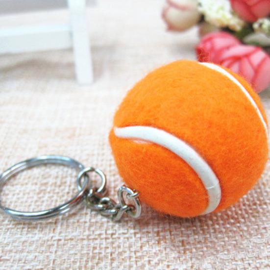Key Ring Soft Lovely Flocking Mini Sport Ball Tennis Keychain for Kids