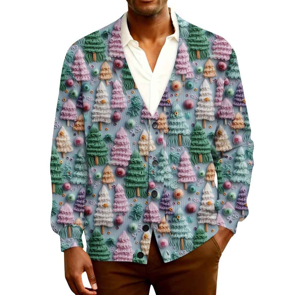 Herre Cardigan med lange ermer i ribbestrikk