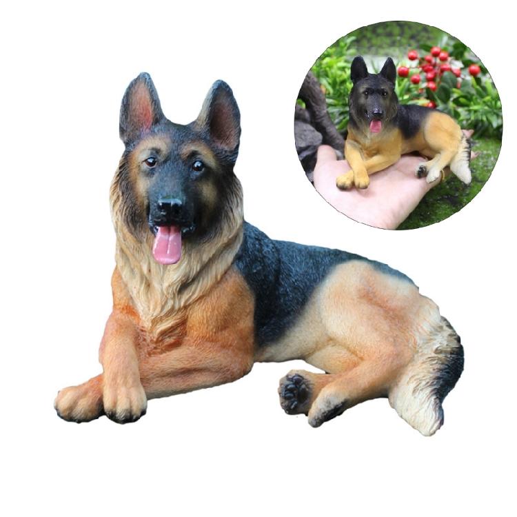 Handcarved Resins German Shepherd Figurine Miniature Dog Sculpture for Home Decors Small Animal Statue Garden Ornament