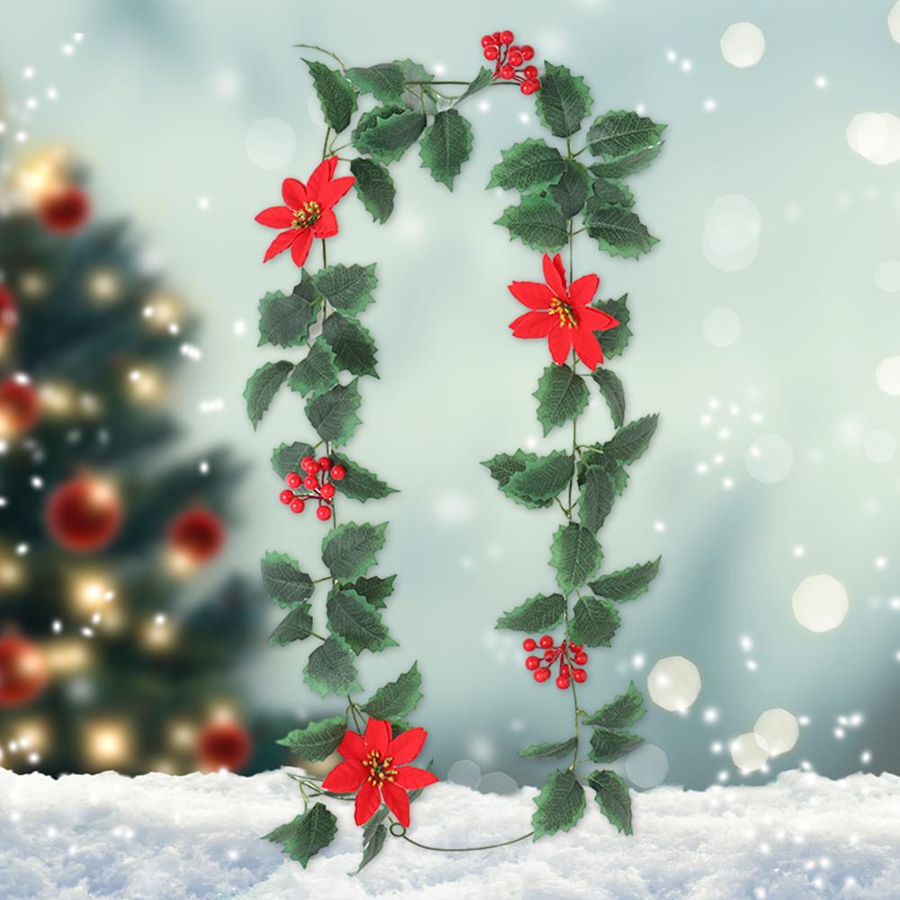 Christmas Holiday Art Garland Wall-Mounted Artificial Garland Festival Theme Multi-purpose for Front Door Tree Decoration