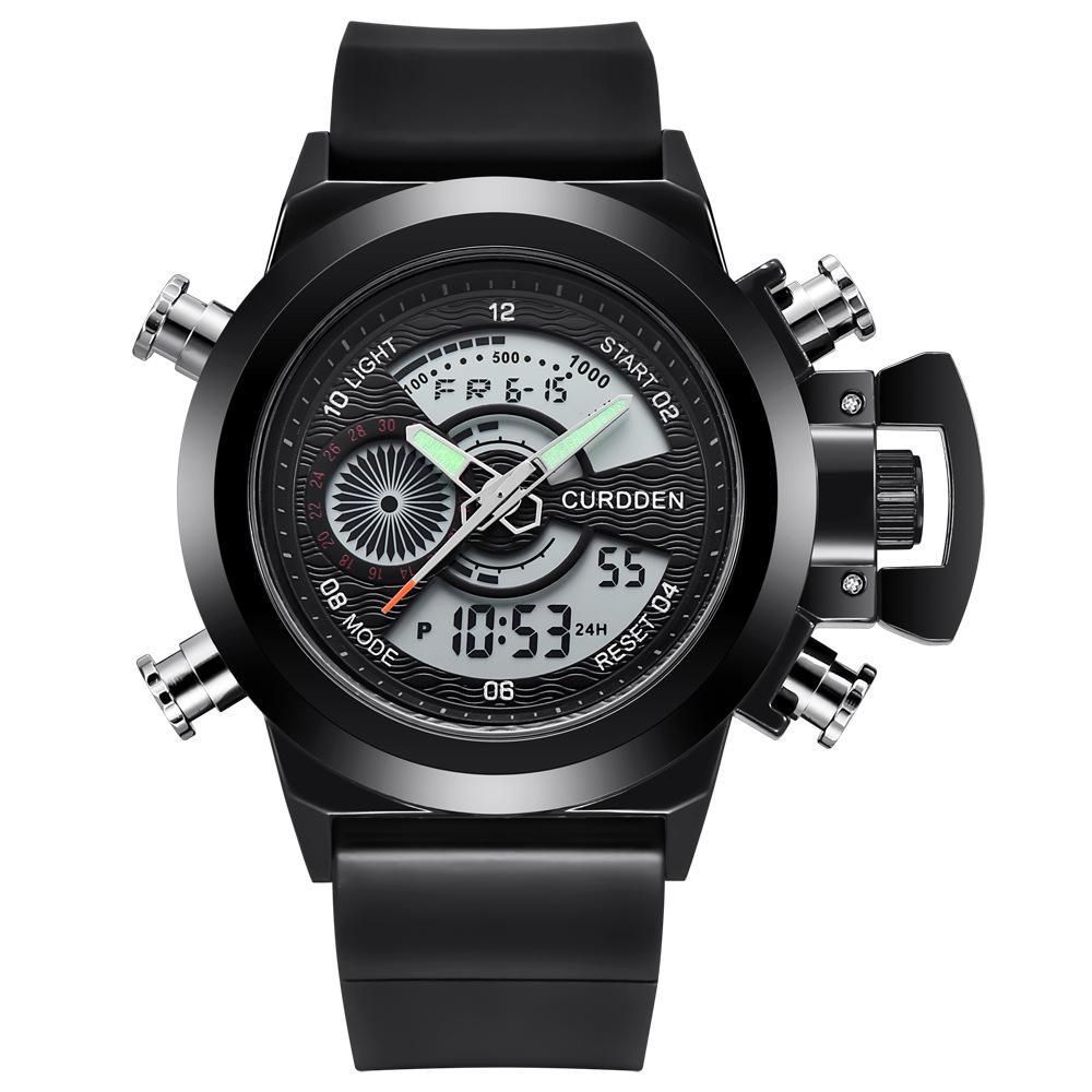 New Men's Multifunctional Dual Display Sport Watch with Stainless Steel Strap