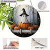 2D Flat Aluminium Oil Painting Style Halloween Sign with Ghosts Pattern - Halloween Figurine Ornaments - Ideal for Front Door, Wall, Porch, Window