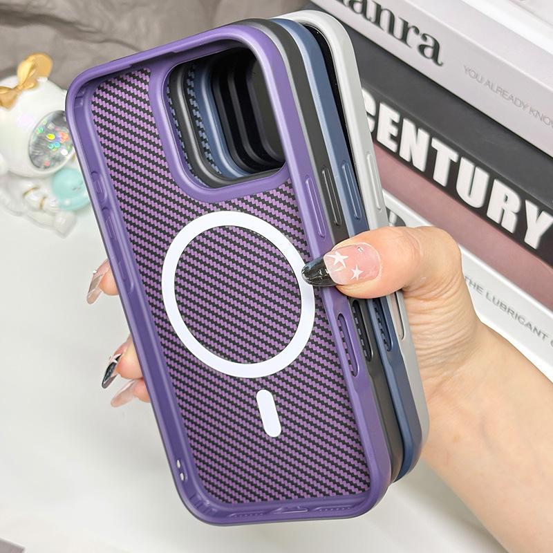 For IPhone17promax Mobile Phone Case Magnetic Carbon Fiber Pattern Same Texture Kevlar Mobile Phone Case