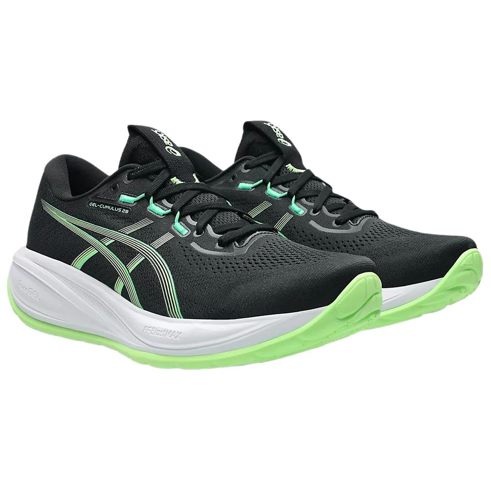 Asics GEL CUMULUS 28 Abriebfeste Freizeit-Laufschuhe Herren Schwarz Grün 1011C143-001