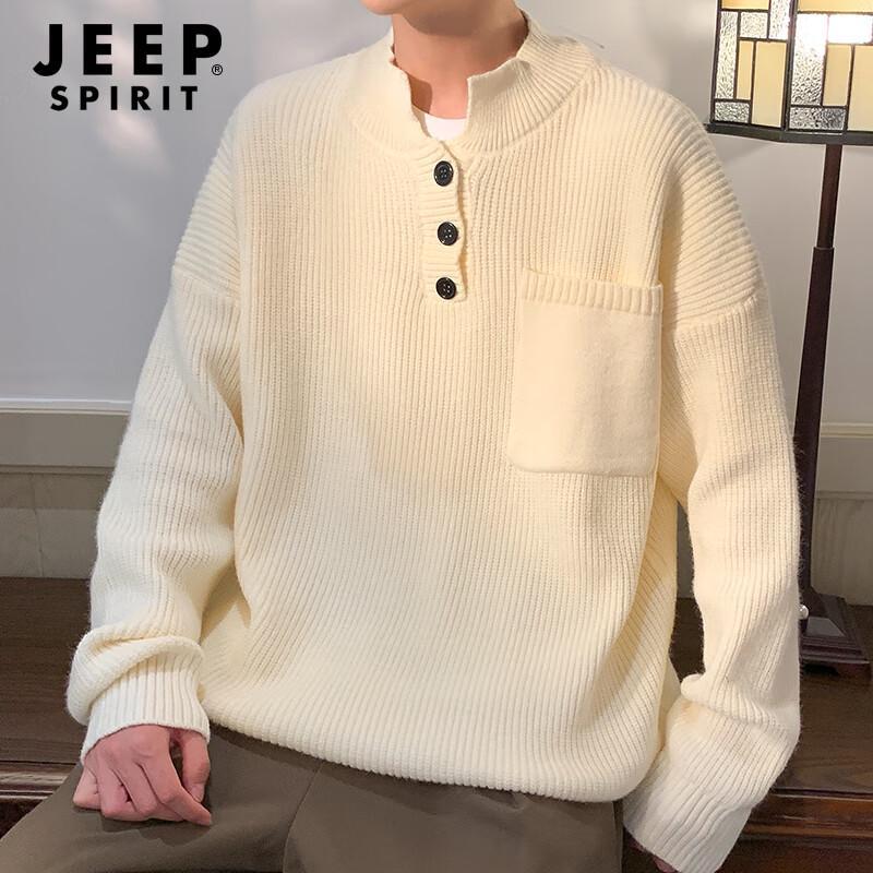 JEEP SPIRIT Men's Stand-Collar Pullover Sweater