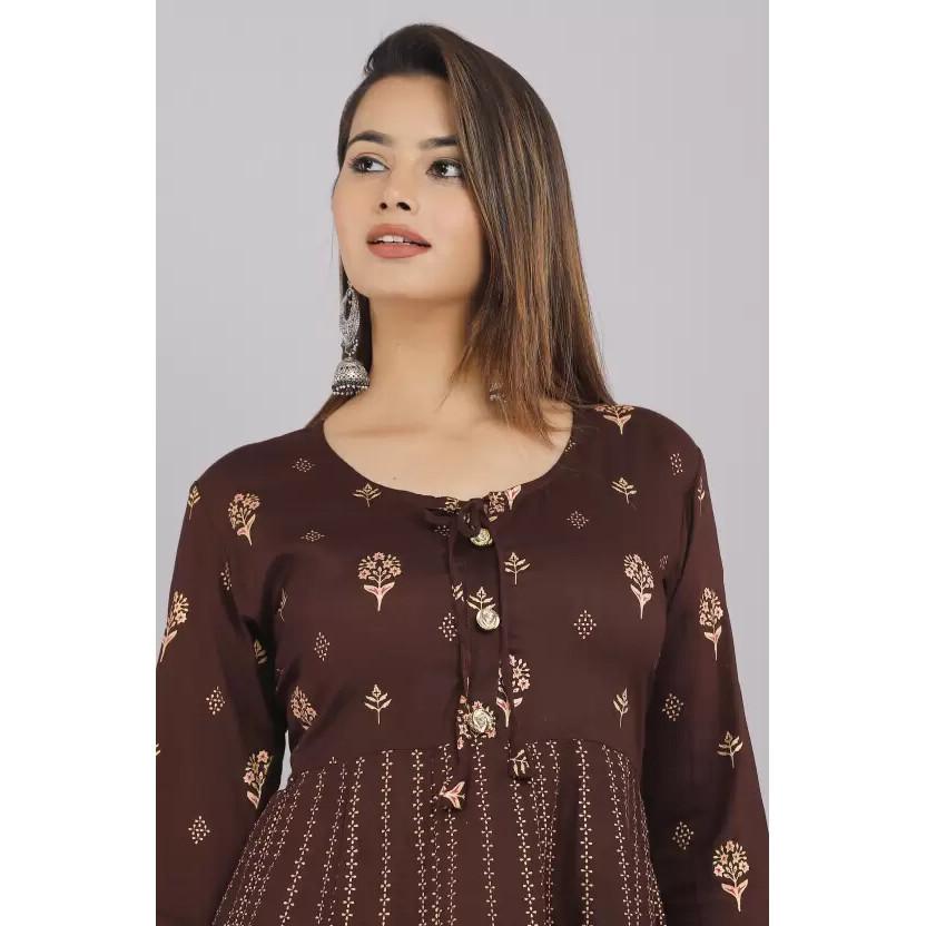 Women's Designer Rayon Anarkali Kurta Gown Indian Bollywood Printed Kurti Dress SC-2132