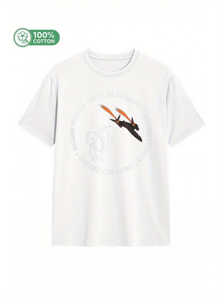 SR71 Blackbird pattern 100 cotton summer shortsleeved Oneck mens printed Tshirt S