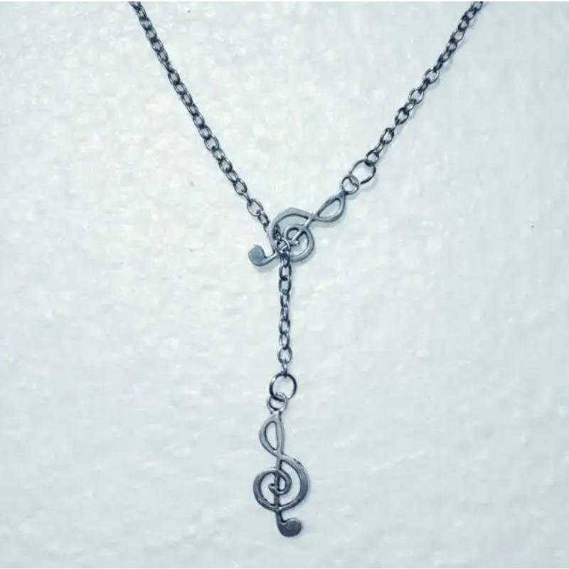 

Мода Кулон с двойными нотами / скрипичным ключом Регулируемое колье-лариат с крестом для женщин мужчин Панк Готика Ювелирное изделие Подарок 50cm