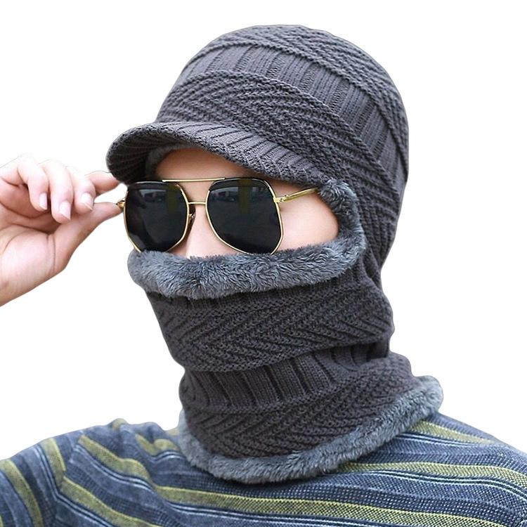 

Winter Beanies Hats Thickened Windproof Warm Knitted Plush Lined Cap Men Women Outdoor Sports Motocycle Thermal Headwear серый