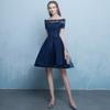 Evening dress   new one-word shoulder certificate dress bridesmaid dress women's thin banquet bridesmaid group sisters dress