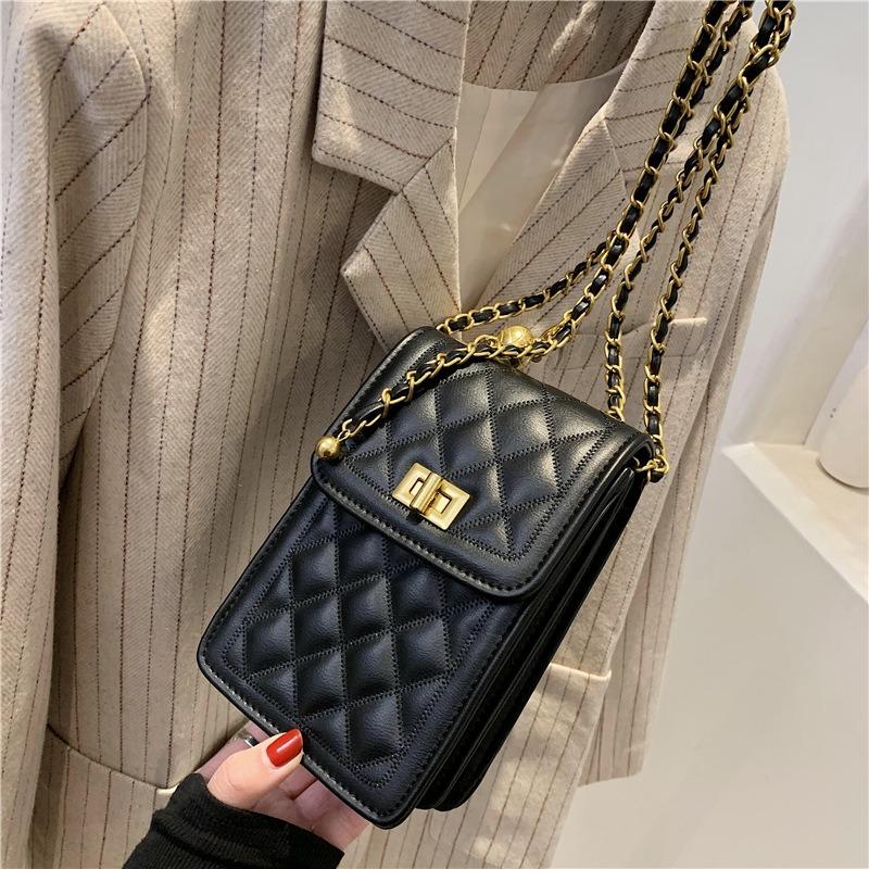 New women's bag fashion diamond bag women's fashion casual shoulder messenger bag texture chain bag