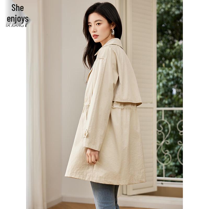 Women's Elegant Mid-Length Khaki Trench Coat
