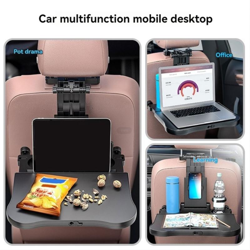 Portable Vehicle Dining Board Quick Fold Designs Foldable Table for Rear Seats Secure for Laptops Plates Travel Use