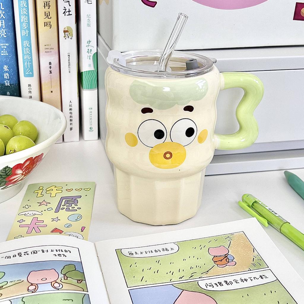 High Looking Clown Straw Cup Couple Ceramic Mug for Birthday Gifts for Boys and Girls Best Friend Souvenir Gift Box