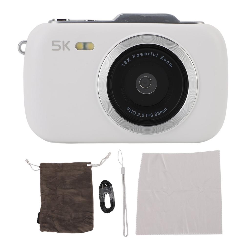 Digital Camera 80MP 5K 2.8inch Color Screen Portable 18x Digital Zoom Camera for Webcam Photography