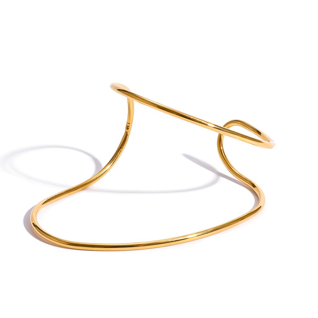 Yori Simple Lines Asymmetrical Open Bracelet Bangle Stainless Steel Rust Proof Office Ladies Chic Jewelry New Gift