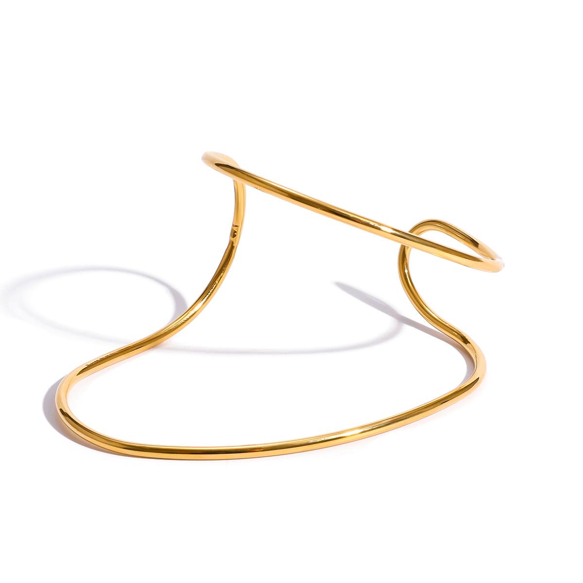 

Yori Simple Lines Asymmetrical Open Bracelet Bangle Stainless Steel Rust Proof Office Ladies Chic Jewelry New Gift