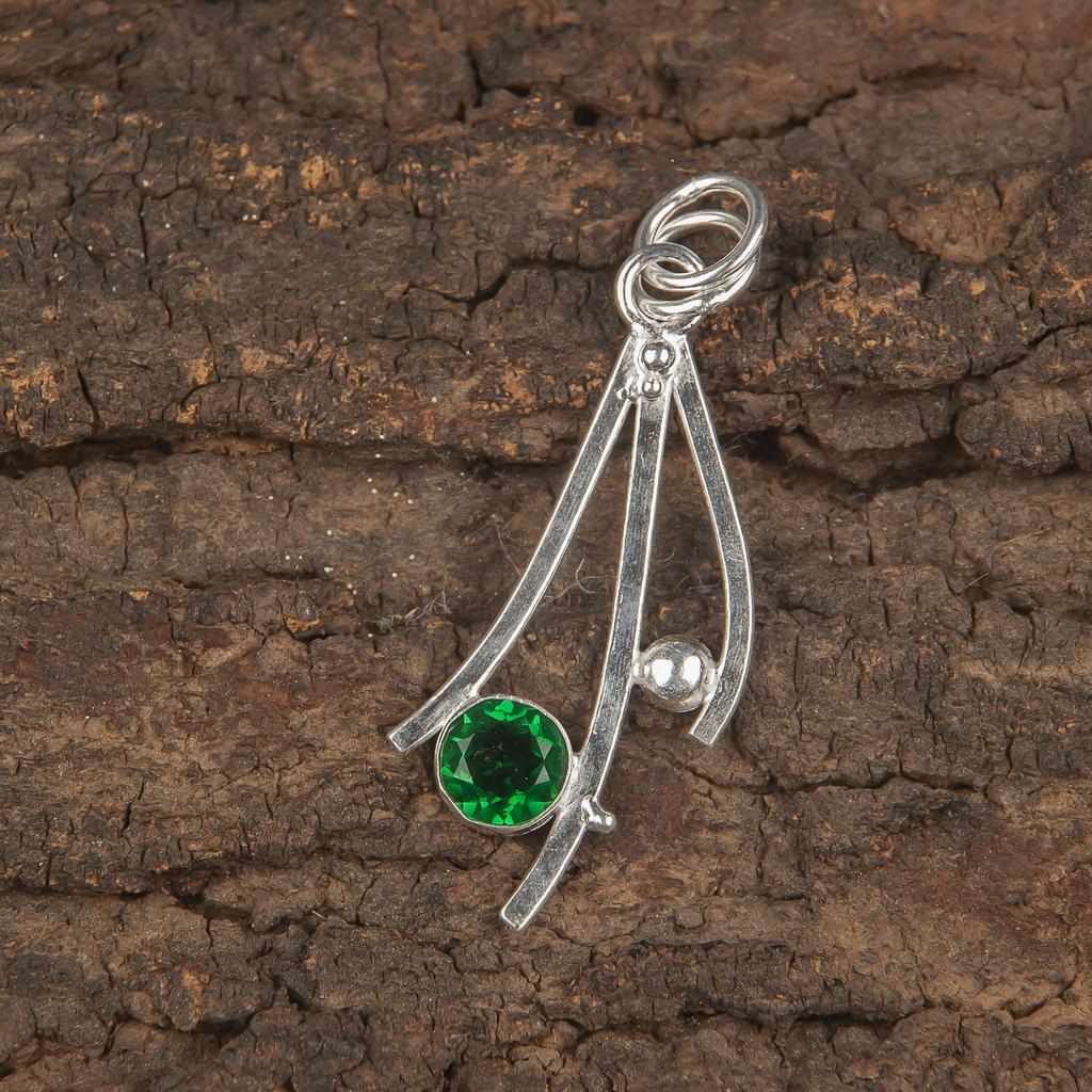 Lovely Green Emerald Handmade Boho Jewelry, Attractive Pendant For Gift, 925 Sterling Silver Pendant For Wedding Gift