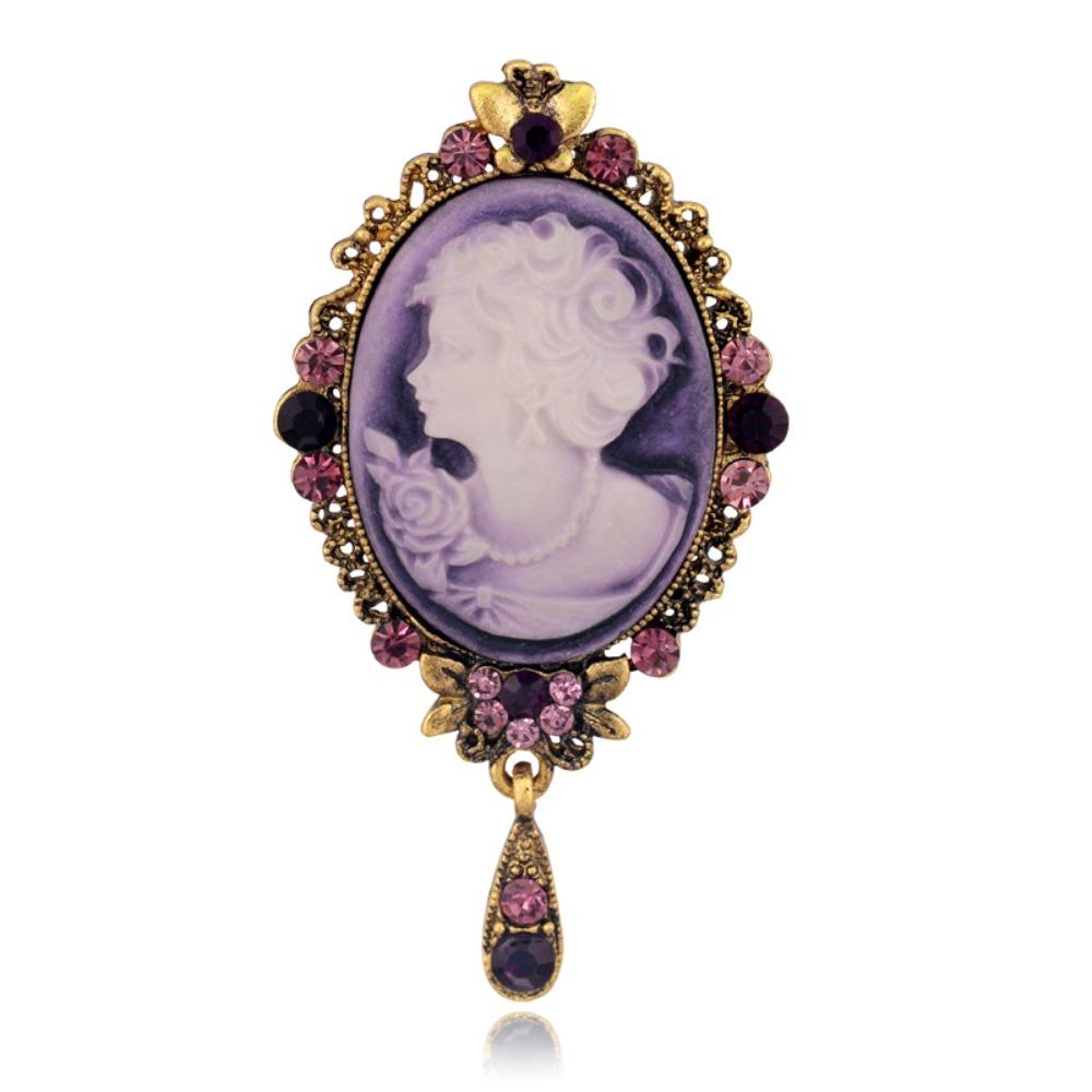 Head Design Crystal Rhinestones Brooches Vintage Style Gothic Brooches Women's Accessories