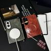Applicable To Samsung ZFold1 Wide Folding Mobile Phone Case Crazy Horse Pattern Magnetic Belt Front Frame Side Buckle Middle Shaft Anti-drop