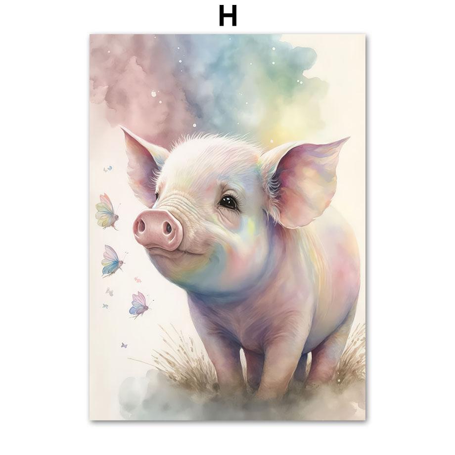 Watercolor Elephant Dolphin Owl Turtle Sheep Poster Nordic Wall Art Print Canvas Painting Cartoon Pictures Baby Kids Room Decor