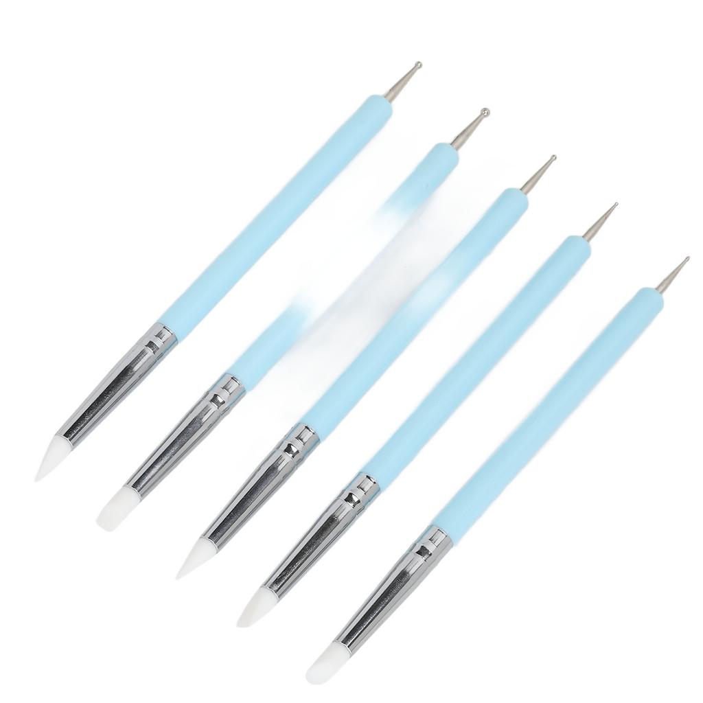 2 Set Dual Tipped Nail Art Dotting Pen Silicone Head Nail Art Sculpture Polish Carving Pen
