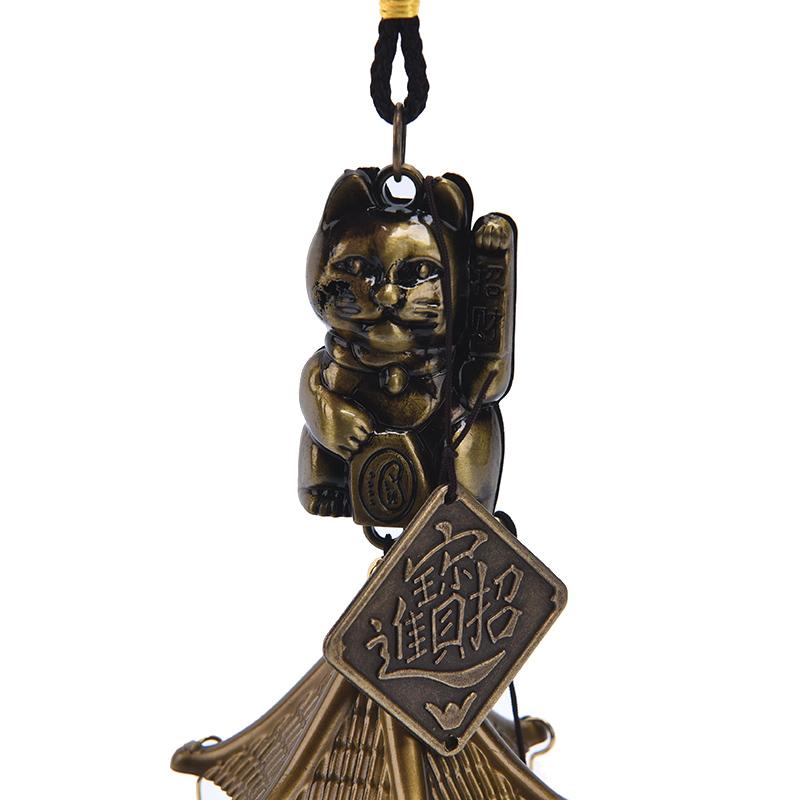 [PL]1PC Metal Copper Wind Chime Pendant Door Decoration Lucky Cat Feng Shui Pendant