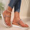Fashion Transparent PVC Wedge Sandals for Women Summer 2025 Fashion Pearl Decor Platform Slippers Woman Lightweight Casual Beach Shoes