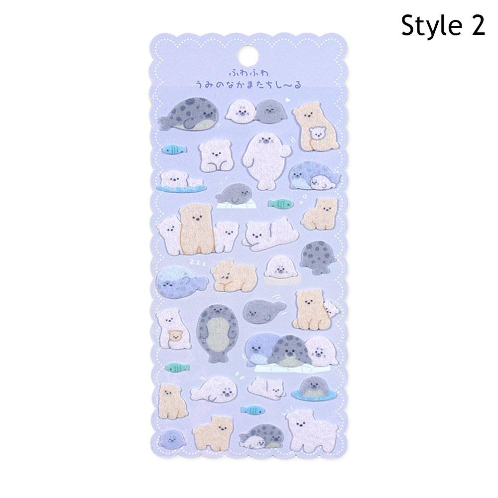 Cartoon Animal Felt Cloth Kawaii Decor Stickers Scrapbooking DIY Journaling Cute Stationery Sticker Marine Animal Decor Stickers