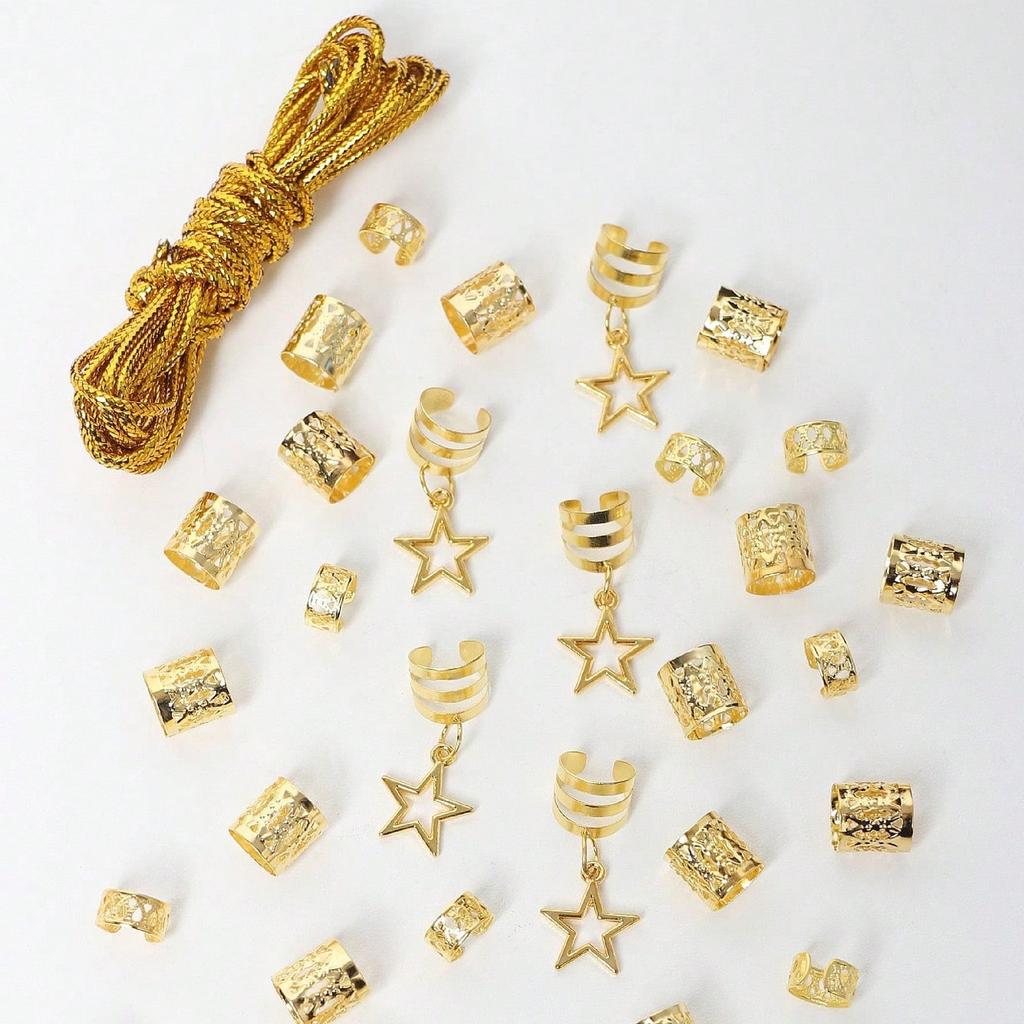 PCS European and American TEA SHEIN Popular DIY Wig Dreadlocks Jewelry Accessories Star Pendant Winding Rope Hair Ring