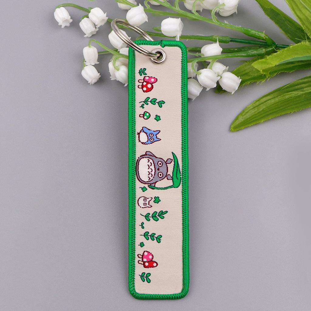 Anime Movie Embroidery Key Fobs White Dragon Key Tags Keychains for Motorcycles Cars Keyring Cosplay Accessories Fans Gifts