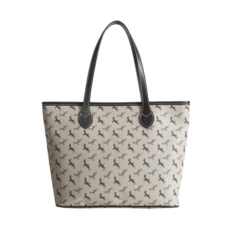 Neue vielseitige Retro-Tragetasche mit Print für Frühling und Sommer für Damen, großes Fassungsvermögen, einfache Schultertasche für Damen, Pendeltasche