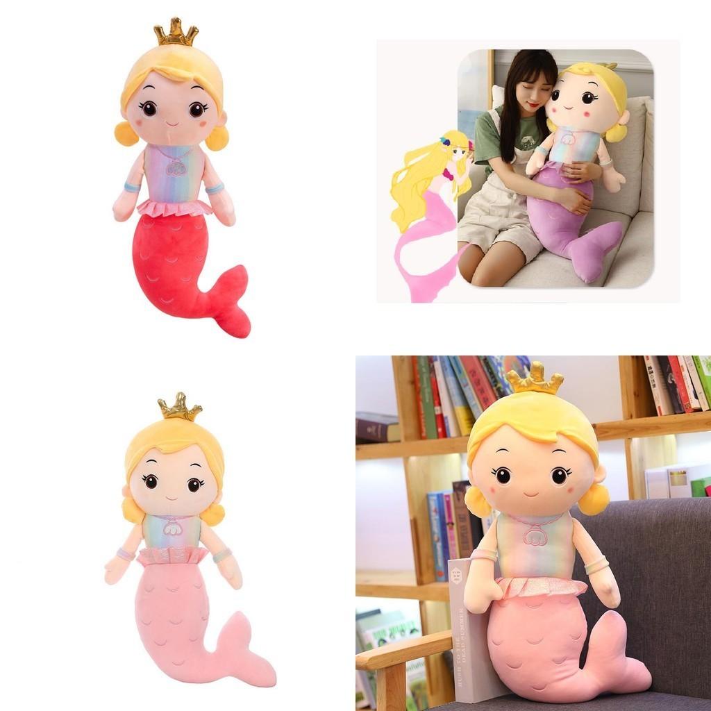 Cute Mermaid Plush Pillow Toy For Girls, Princess Bed Decor, Soft Velvet Stuffed Doll