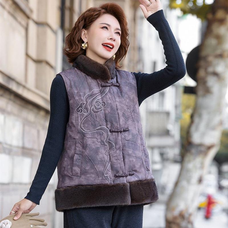 

Women s multi-autumn and winter clothing thickened sleeveless vest jacket new vest 5XL [recommended 150-80kg] фиолетовый