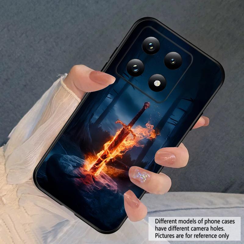 

A sword with fire For Xiaomi Poco X7 M7 Pro 5G M5 X4Pro M4 M6 4G C65 C75 F6 F5 X6 X5 X7 X5 F7 Ultra M5S M4Pro 5G soft phone case Poco M4 Pro 5G