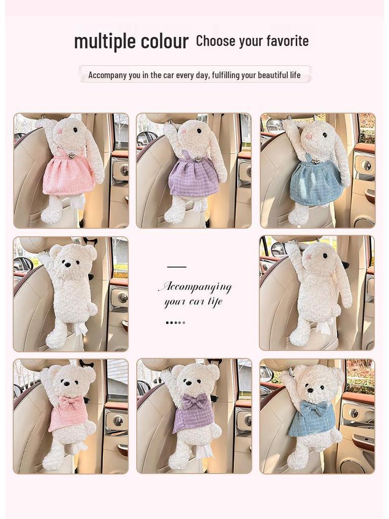 Cute Cartoon Car Hanging Tissue Box - Creative High-End Interior Paper Dispenser
