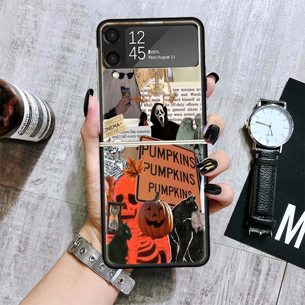 Oktober Herbst Halloween Gruselige Kürbis Hüllen Für Samsung Galaxy Z Flip 4 5 6 7 3 Z Flip7 Flip6 Flip4 Flip5 Flip3 5G Hart Stoßfest