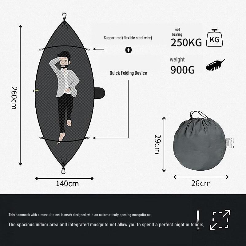 OEING Automatic Pop-Up Hammock with Mosquito Net